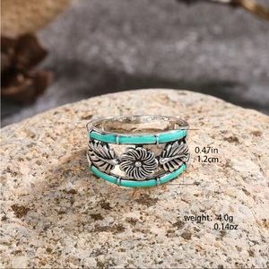 Vintage Turquoise Zircon Ring Delicate Jewelry Birthstone Wedding Engagement